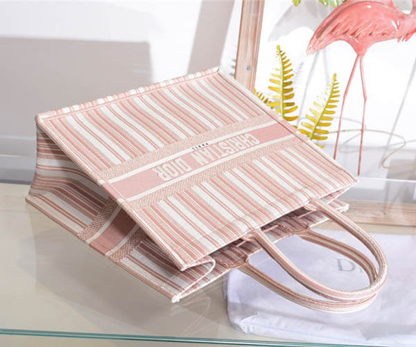 2020SSディオール 風 トートバッグ キャンバス ディオール BOOK TOTE ディオール トートバッグミコノスバヤデール ローズ